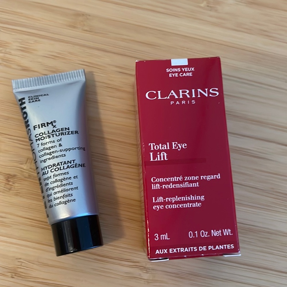 Clarins total eye lift & Peter Thomas Roth collagen moisturizer